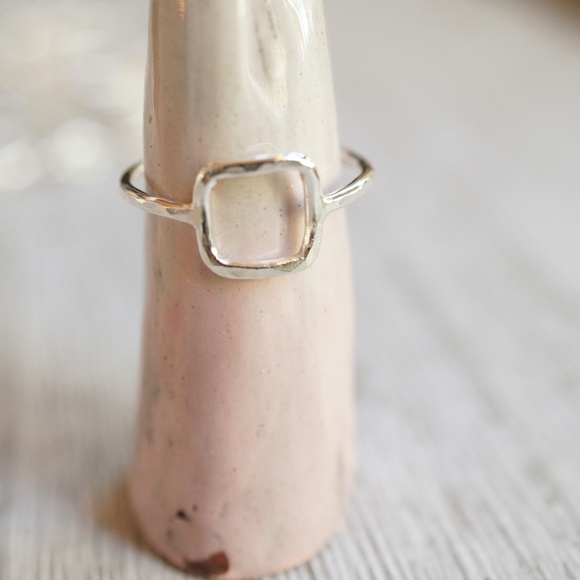 Open square ring sterling silver - Picture 2 of 5